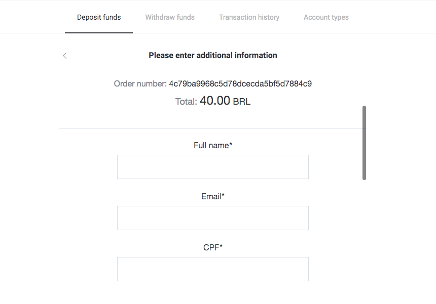 Uplatite sredstva u Binomo putem brazilskog internet bankarstva (Bank Transer, Paylivre, Loterica, Itau, Boleto Rapido) i e-novčanika (Picpay, Astropay, Banco do Brasil, Santander, Bradesco, Neteller, Skrill, WebMoney, Advcash) Uplatite sredstva u Binomo putem brazilskog internet bankarstva (Bank Transer, Paylivre, Loterica, Itau, Boleto Rapido) i e-novčanika (Picpay, Astropay, Banco do Brasil, Santander, Bradesco, Neteller, Skrill, WebMoney, Advcash)