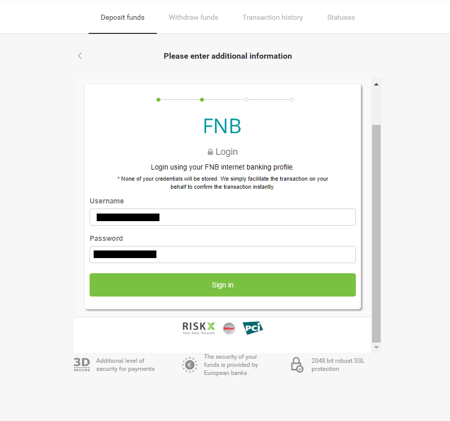 Deposit Funds in Binomo via South Africa Bank Cards (MasterCard), Bank Transfer (Capitec, FNB, Bidvest Bank, Old Mutual, Tyme Bank, African bank, Nedbank, Standard Bank, Investec, Absa) and E-wallets