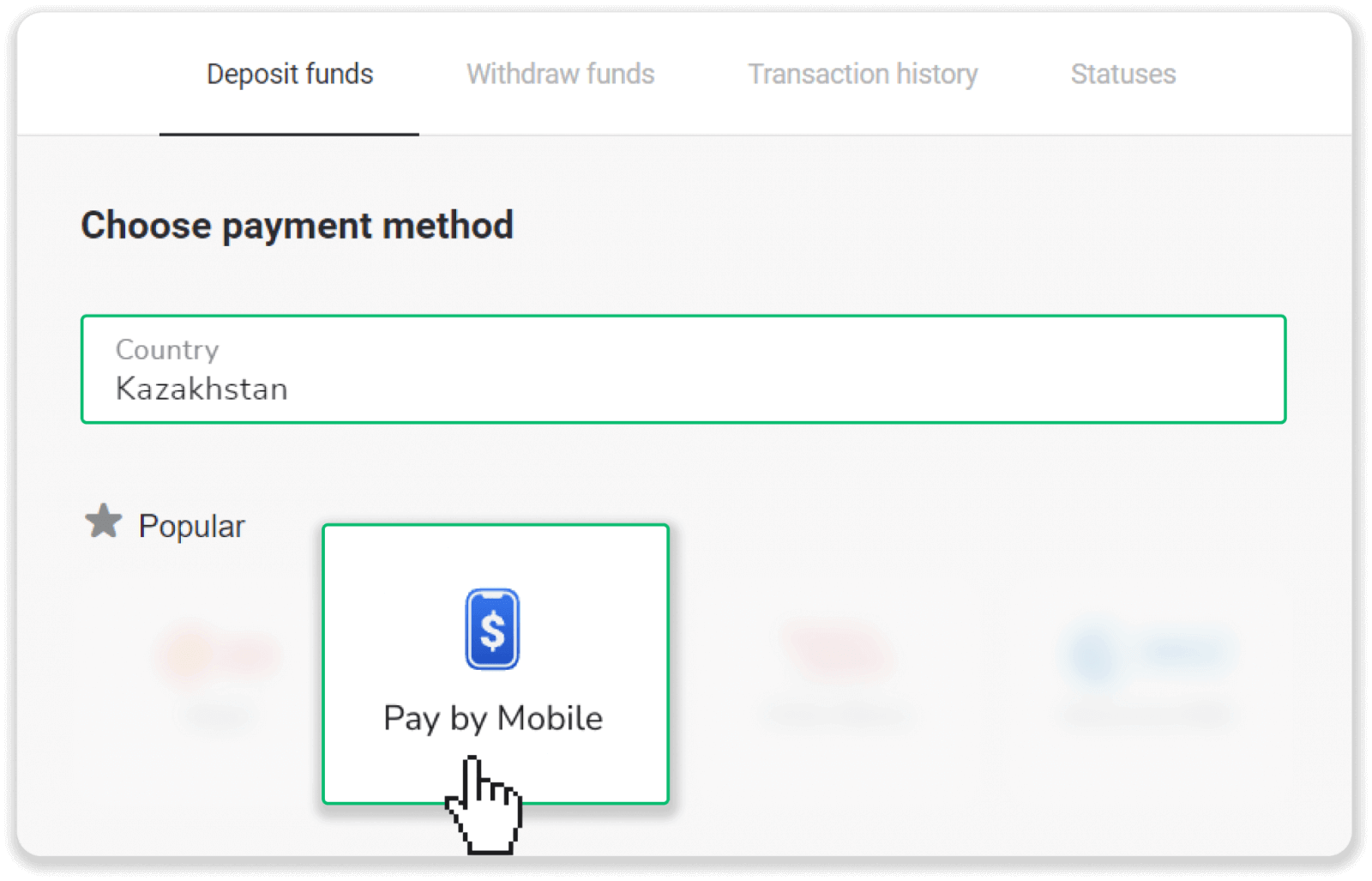 Deposit Funds on Binomo via Bank Cards (VISA / MasterCard / Maestro/ MasterCard P2P) and Pay by Mobile in Kazakhstan Deposit Funds on Binomo via Bank Cards (VISA / MasterCard / Maestro/ MasterCard P2P) and Pay by Mobile in Kazakhstan