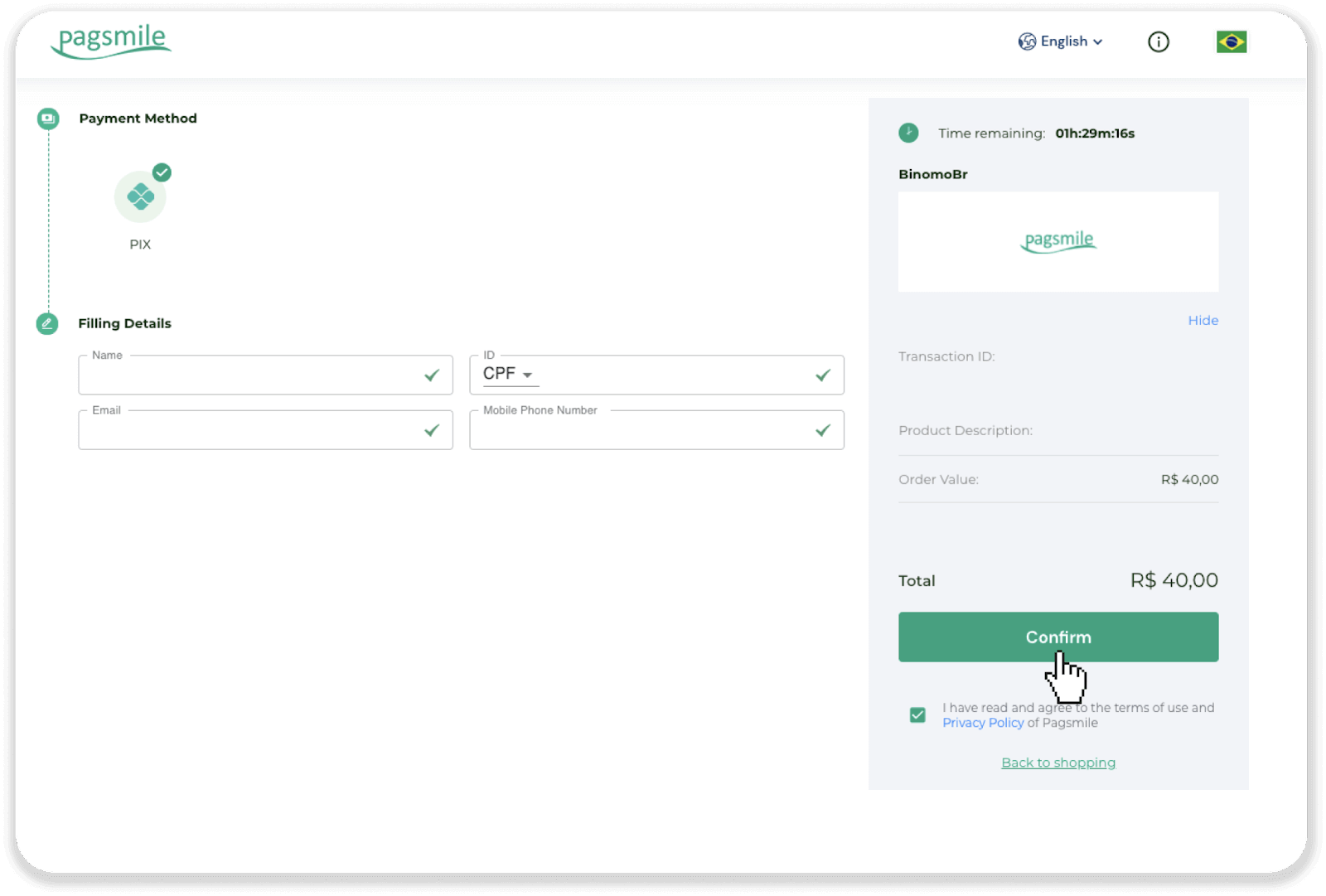 Binomo боюнча каражаттарды Бразилиянын Интернет-Банкинг (Bank Transer, Paylivre, Loterica, Itau, Boleto Rapido) жана электрондук капчыктар (Picpay, Astropay, Banco do Brasil, Santander, Bradesco, Neteller, Skrill, WebMoney, Advcash) аркылуу салыңыз.