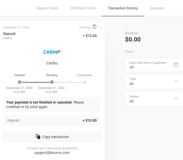 Binomo боюнча акча каражаттарын электрондук капчыктар аркылуу салуу (Webmoney WMZ, Picpay, Neteller, Astropay, Cash U, Skrill, ADV cash, AstroPay Card, Perfect Money)