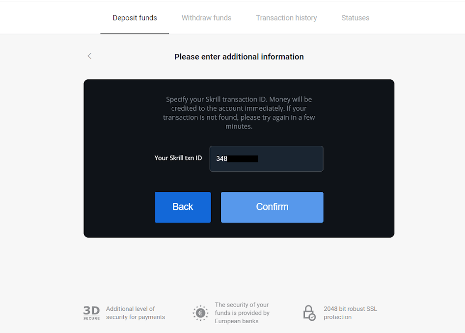 Binomo боюнча акча каражаттарын электрондук капчыктар аркылуу салуу (Webmoney WMZ, Picpay, Neteller, Astropay, Cash U, Skrill, ADV cash, AstroPay Card, Perfect Money)