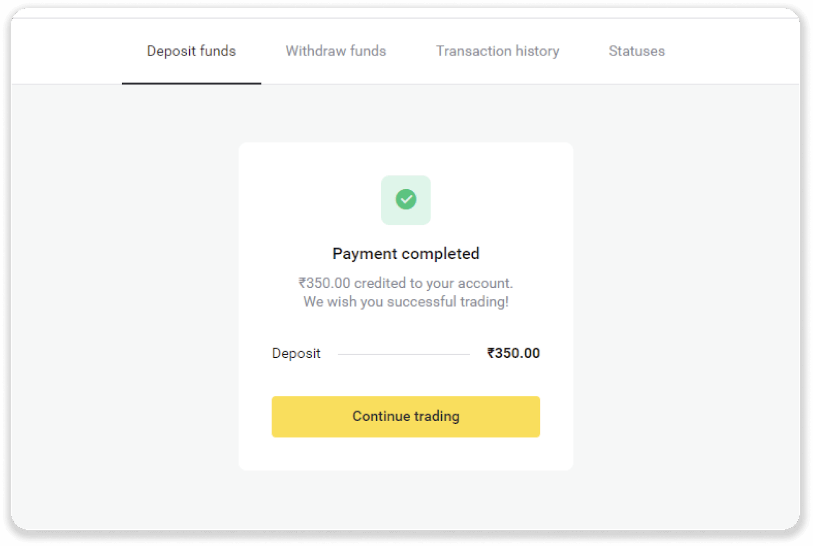 Deposit Funds on Binomo via India Bank Cards (Visa / MasterCard / Rupay), Bank Transfer (IMPS, HDFC Bank, IndusInd Bank, Freecharge, Mobikwik, Ola Money, Airtel, Internet Banking), E-wallets (Jio Money, Jeton, PayTM, UPI) Deposit Funds on Binomo via India Bank Cards (Visa / MasterCard / Rupay), Bank Transfer (IMPS, HDFC Bank, IndusInd Bank, Freecharge, Mobikwik, Ola Money, Airtel, Internet Banking), E-wallets (Jio Money, Jeton, PayTM, UPI)