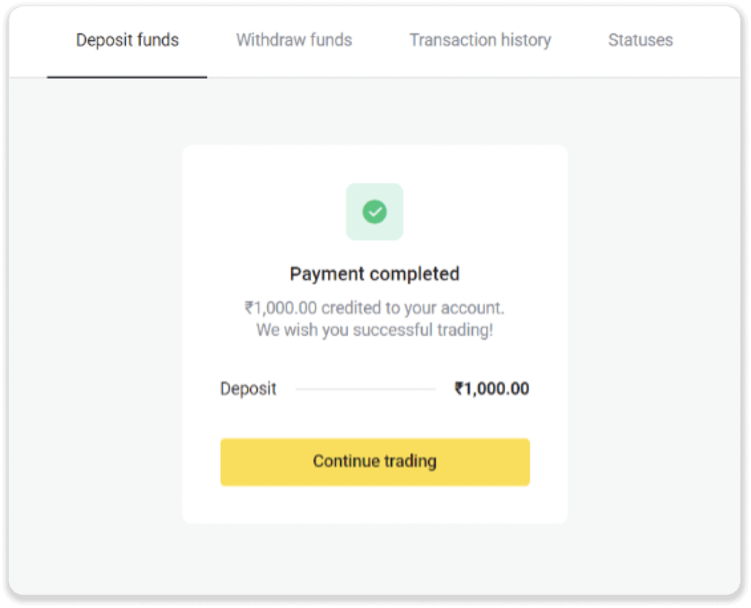 Deposit Funds on Binomo via India Bank Cards (Visa / MasterCard / Rupay), Bank Transfer (IMPS, HDFC Bank, IndusInd Bank, Freecharge, Mobikwik, Ola Money, Airtel, Internet Banking), E-wallets (Jio Money, Jeton, PayTM, UPI) Deposit Funds on Binomo via India Bank Cards (Visa / MasterCard / Rupay), Bank Transfer (IMPS, HDFC Bank, IndusInd Bank, Freecharge, Mobikwik, Ola Money, Airtel, Internet Banking), E-wallets (Jio Money, Jeton, PayTM, UPI)