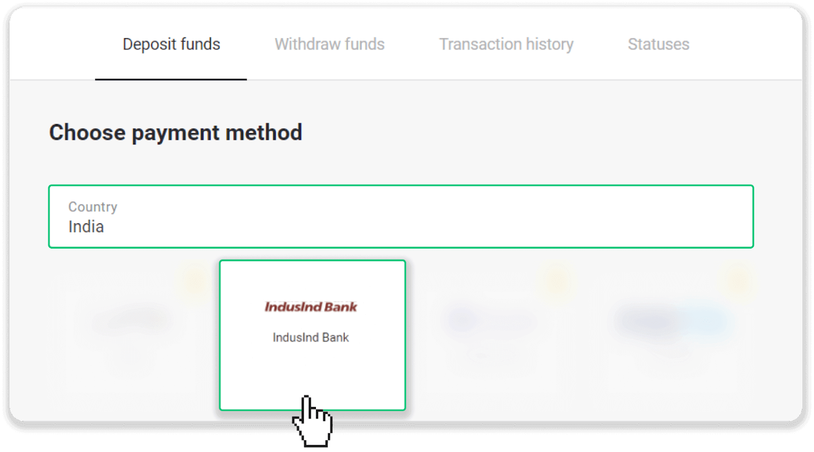 Deposit Funds on Binomo via India Bank Cards (Visa / MasterCard / Rupay), Bank Transfer (IMPS, HDFC Bank, IndusInd Bank, Freecharge, Mobikwik, Ola Money, Airtel, Internet Banking), E-wallets (Jio Money, Jeton, PayTM, UPI) Deposit Funds on Binomo via India Bank Cards (Visa / MasterCard / Rupay), Bank Transfer (IMPS, HDFC Bank, IndusInd Bank, Freecharge, Mobikwik, Ola Money, Airtel, Internet Banking), E-wallets (Jio Money, Jeton, PayTM, UPI)