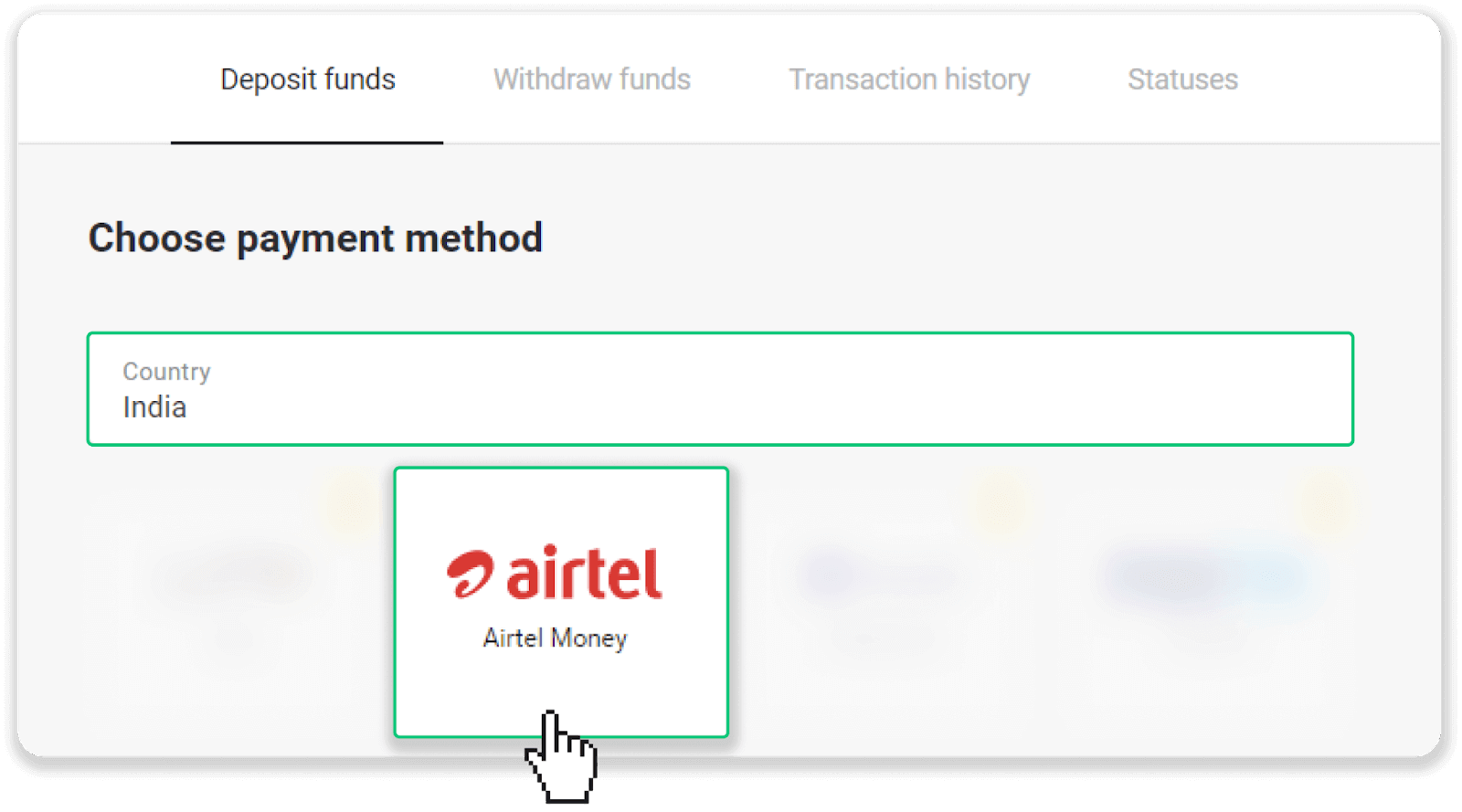 Deposit Funds on Binomo via India Bank Cards (Visa / MasterCard / Rupay), Bank Transfer (IMPS, HDFC Bank, IndusInd Bank, Freecharge, Mobikwik, Ola Money, Airtel, Internet Banking), E-wallets (Jio Money, Jeton, PayTM, UPI) Deposit Funds on Binomo via India Bank Cards (Visa / MasterCard / Rupay), Bank Transfer (IMPS, HDFC Bank, IndusInd Bank, Freecharge, Mobikwik, Ola Money, Airtel, Internet Banking), E-wallets (Jio Money, Jeton, PayTM, UPI)