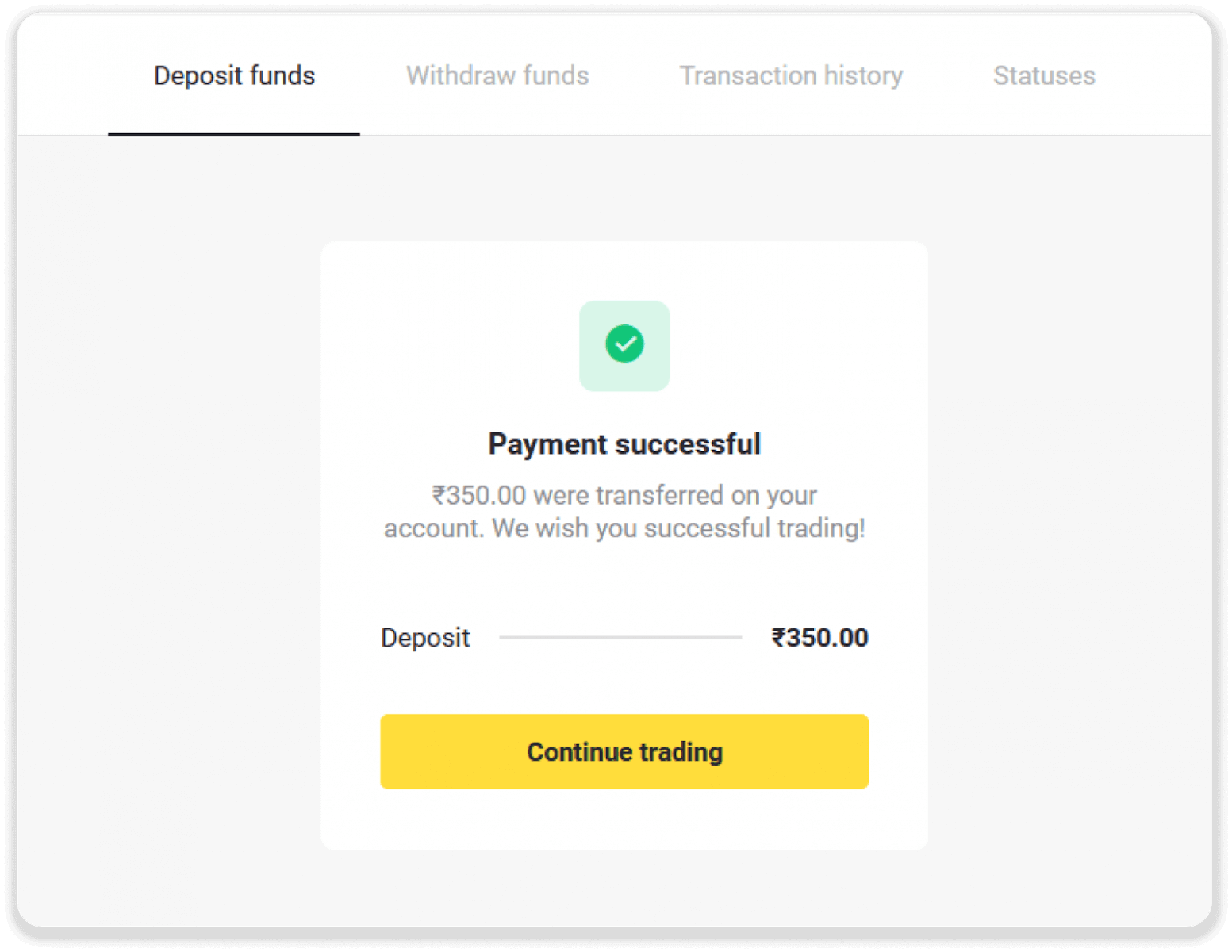 Deposit Funds on Binomo via India Bank Cards (Visa / MasterCard / Rupay), Bank Transfer (IMPS, HDFC Bank, IndusInd Bank, Freecharge, Mobikwik, Ola Money, Airtel, Internet Banking), E-wallets (Jio Money, Jeton, PayTM, UPI) Deposit Funds on Binomo via India Bank Cards (Visa / MasterCard / Rupay), Bank Transfer (IMPS, HDFC Bank, IndusInd Bank, Freecharge, Mobikwik, Ola Money, Airtel, Internet Banking), E-wallets (Jio Money, Jeton, PayTM, UPI)