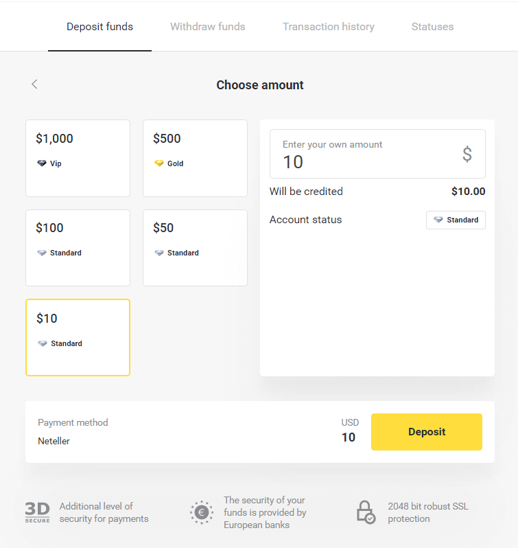 Neteller аркылуу Binomo боюнча депозиттик каражаттарды Neteller аркылуу Binomo боюнча депозиттик каражаттарды