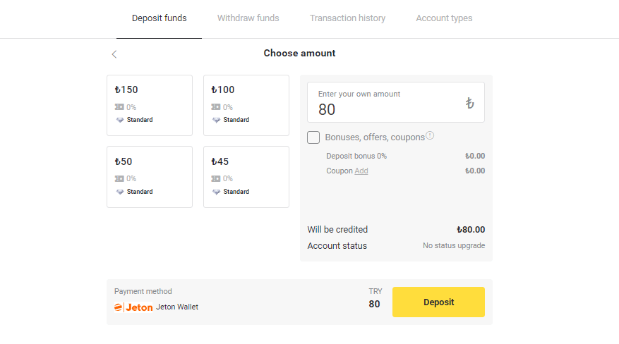 Deposit Funds on Binomo via Turkey Bank Cards (Visa / MasterCard / Maestro), Internet Banking (Bank transfer, CEPbank, QR Code) and E-wallets (Jeton, Payfix, Hizli Papara, Papara) Deposit Funds on Binomo via Turkey Bank Cards (Visa / MasterCard / Maestro), Internet Banking (Bank transfer, CEPbank, QR Code) and E-wallets (Jeton, Payfix, Hizli Papara, Papara)