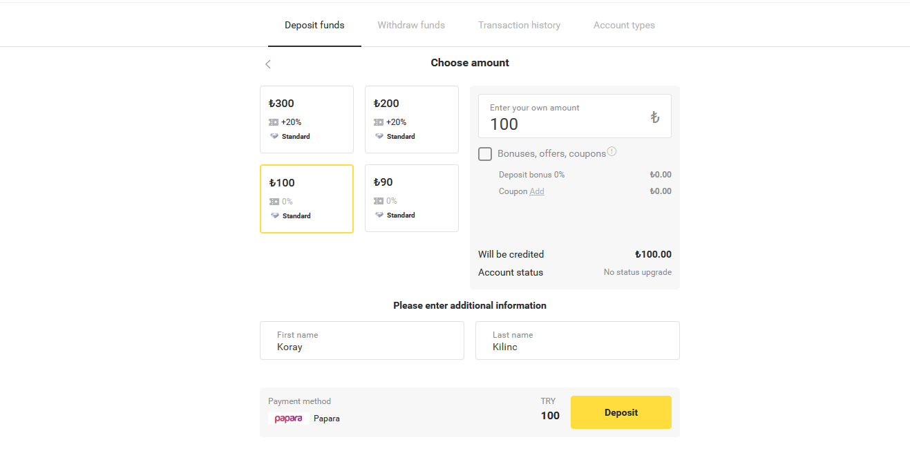 Deposit Funds on Binomo via Turkey Bank Cards (Visa / MasterCard / Maestro), Internet Banking (Bank transfer, CEPbank, QR Code) and E-wallets (Jeton, Payfix, Hizli Papara, Papara) Deposit Funds on Binomo via Turkey Bank Cards (Visa / MasterCard / Maestro), Internet Banking (Bank transfer, CEPbank, QR Code) and E-wallets (Jeton, Payfix, Hizli Papara, Papara)