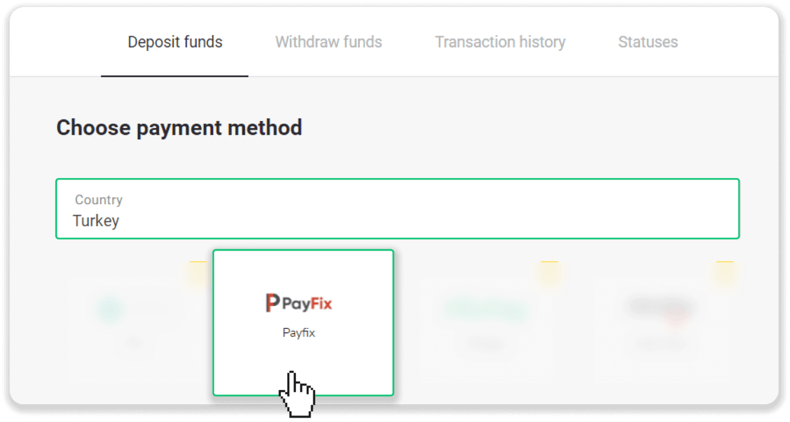 Deposit Funds on Binomo via Turkey Bank Cards (Visa / MasterCard / Maestro), Internet Banking (Bank transfer, CEPbank, QR Code) and E-wallets (Jeton, Payfix, Hizli Papara, Papara) Deposit Funds on Binomo via Turkey Bank Cards (Visa / MasterCard / Maestro), Internet Banking (Bank transfer, CEPbank, QR Code) and E-wallets (Jeton, Payfix, Hizli Papara, Papara)
