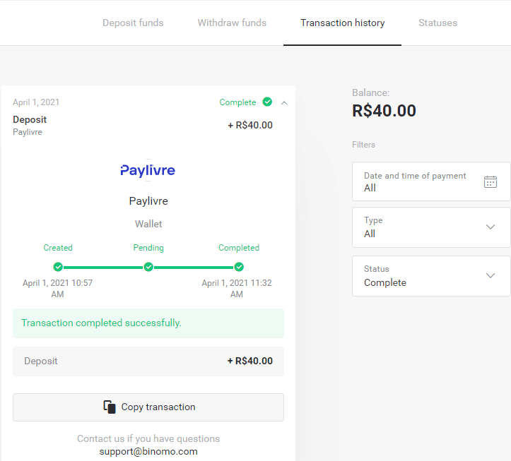 إيداع الأموال عبر التحويل البنكي (Itau، PicPay، Loterica، Boleto Rapido، Paylivre، Pagsmile، Bradesco، Santander) على Binomo إيداع الأموال عبر التحويل البنكي (Itau، PicPay، Loterica، Boleto Rapido، Paylivre، Pagsmile، Bradesco، Santander) على Binomo