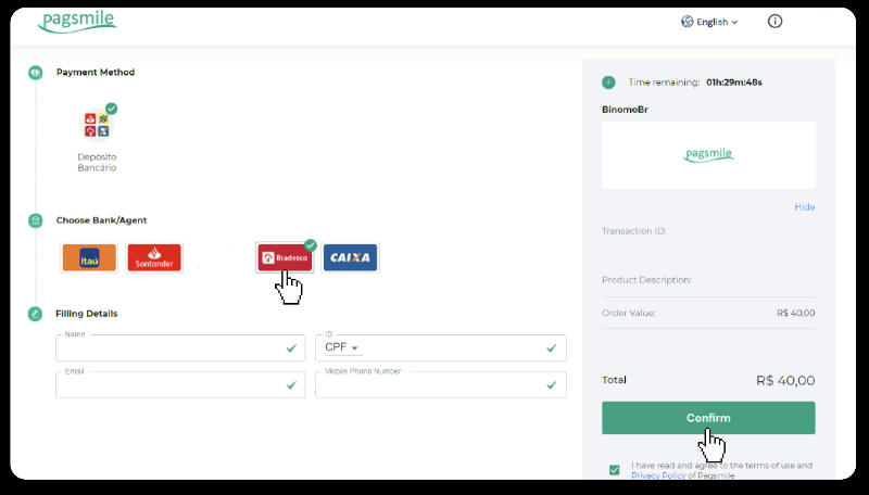 إيداع الأموال عبر التحويل البنكي (Itau، PicPay، Loterica، Boleto Rapido، Paylivre، Pagsmile، Bradesco، Santander) على Binomo إيداع الأموال عبر التحويل البنكي (Itau، PicPay، Loterica، Boleto Rapido، Paylivre، Pagsmile، Bradesco، Santander) على Binomo