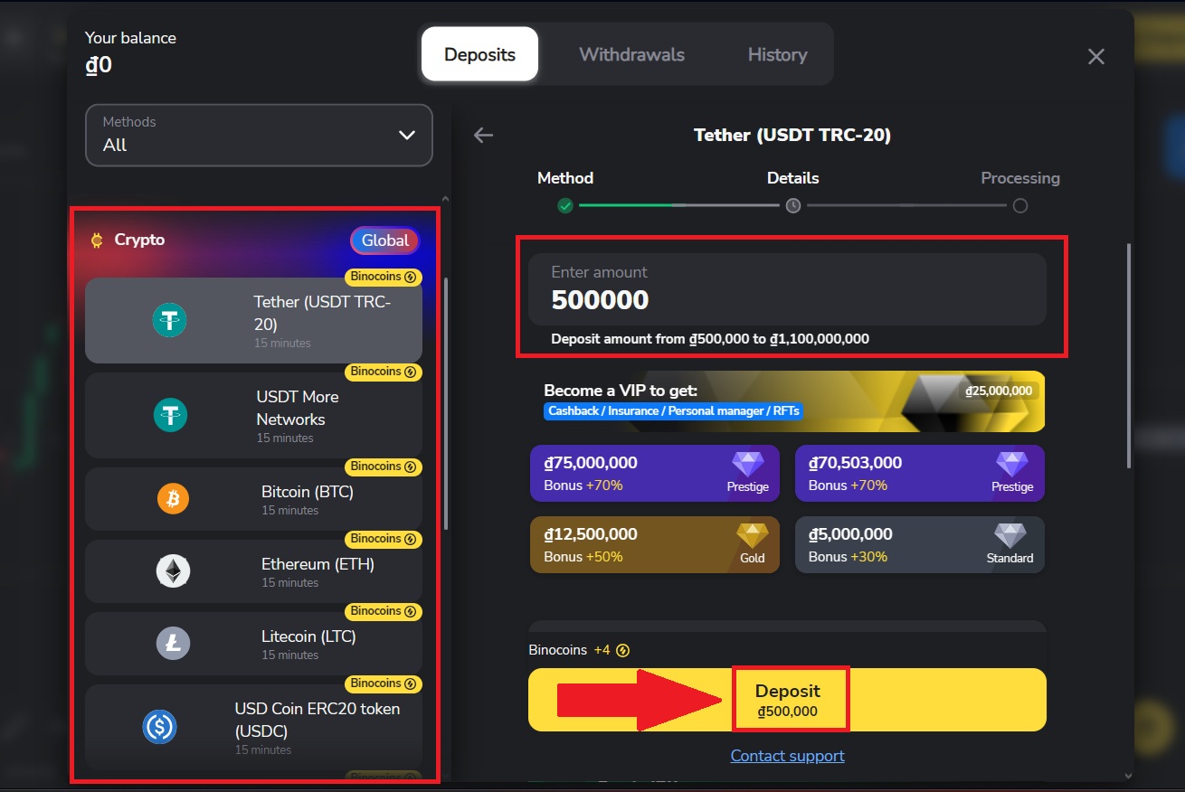 Ki jan yo depoze lajan sou Binomo nan 2026: Gid etap pa etap, frè ak tan pwosesis