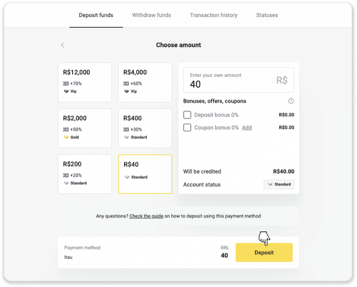 Како подићи и направити депозит на Binomo Како подићи и направити депозит на Binomo