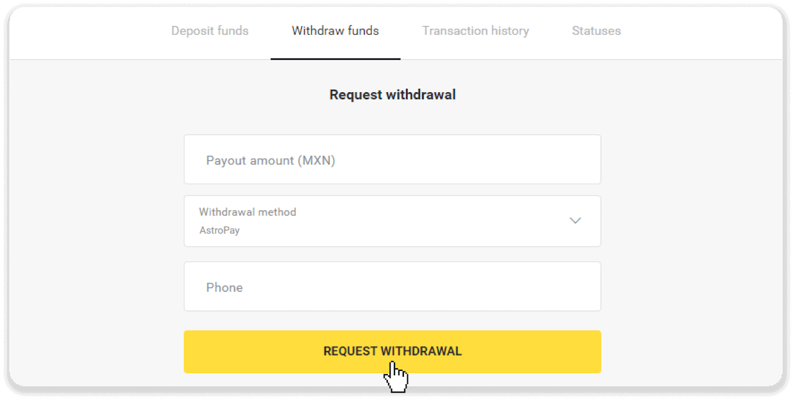 How to Withdraw Funds from Binomo to my E-wallet (Payfix, Webmoney WMZ, Tpaga, Perfect Money, ADV cash, PayTM, Globe Pay, AstroPay, Jeton Wallet) How to Withdraw Funds from Binomo to my E-wallet (Payfix, Webmoney WMZ, Tpaga, Perfect Money, ADV cash, PayTM, Globe Pay, AstroPay, Jeton Wallet)