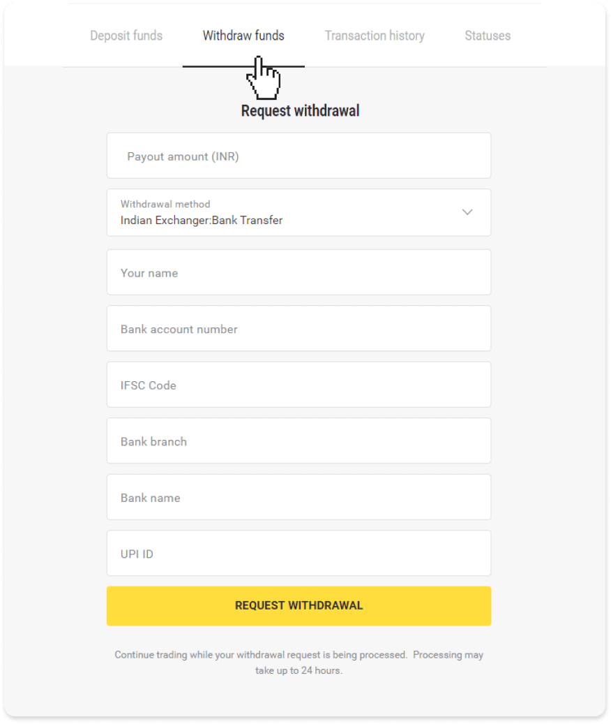 How to Withdraw Funds to my Bank Account (Bank transfer, Internet Banking, IMPS Bank Transfer, NEFT Bank Transfer, Indian Exchanger, NetBanking, Virtual Account, CEPbank, PIX) on Binomo How to Withdraw Funds to my Bank Account (Bank transfer, Internet Banking, IMPS Bank Transfer, NEFT Bank Transfer, Indian Exchanger, NetBanking, Virtual Account, CEPbank, PIX) on Binomo